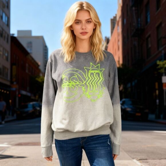 Rick & Morty Gray Crew Neck Graphic Sweatshirt - Picture 1 of 5